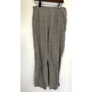 FLAX Women’s Size M (10-12) Black/White Linen Flat Front Pants Boho Minimalist